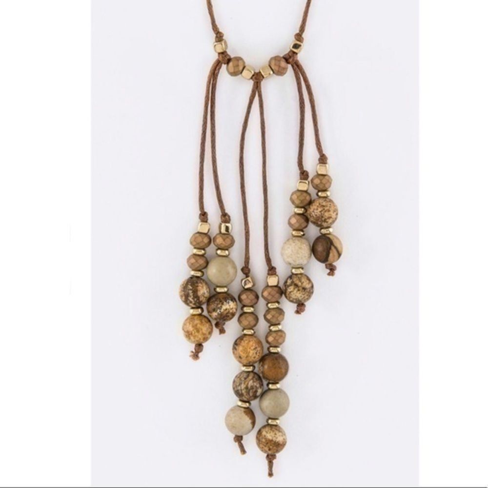 Fringe Semi Precious Bead Necklace Set